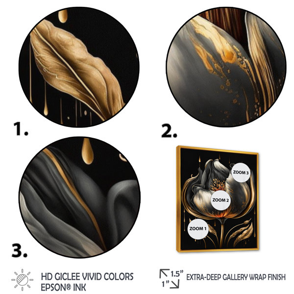 House of Hampton® Black And Gold Tulip Framed On Canvas Print Wayfair